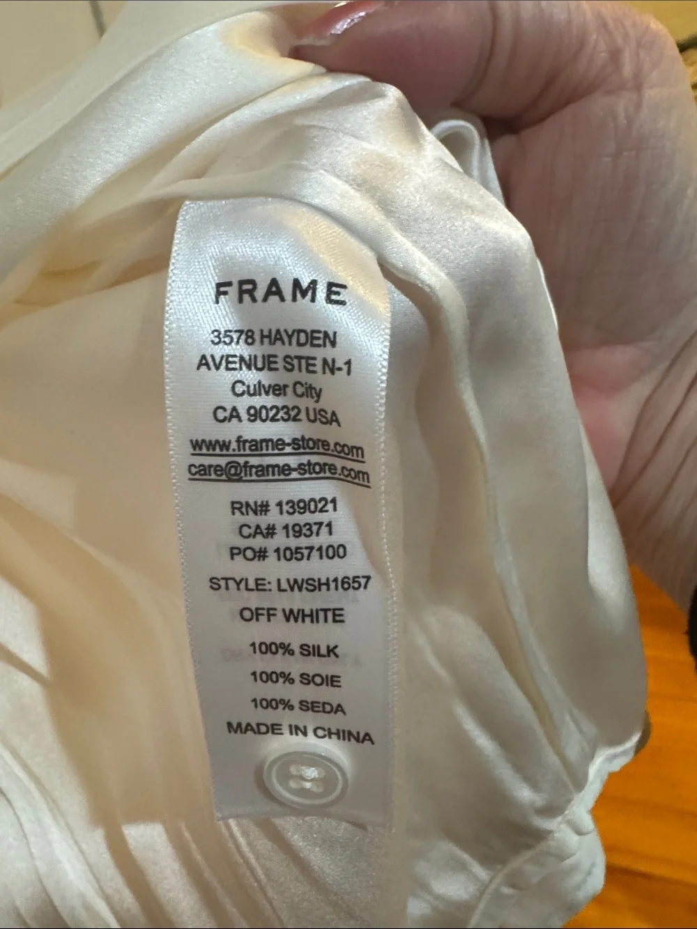 Frame Cream Silk Ruffle-Sleeve Button-Down Shirt - Picture 3 of 3